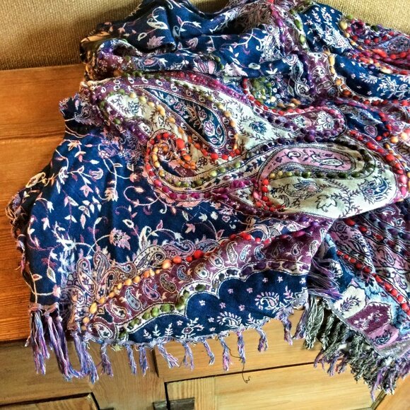 Soft Surroundings Paisley Print Fringe Duster Cardigan - Colorful & Draped OS - Picture 4 of 4